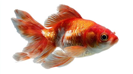 Fototapeta premium Vibrant Orange and White Fish with Detailed Scales Perfect for Nature and Aquatic Themes
