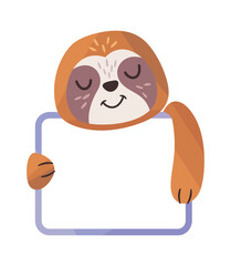 Sleepy sloth holding frame cartoon © wooster
