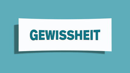 Gewissheit (certainty) - A card isolated on light green background.