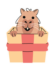 Cute capybara inside gift box
