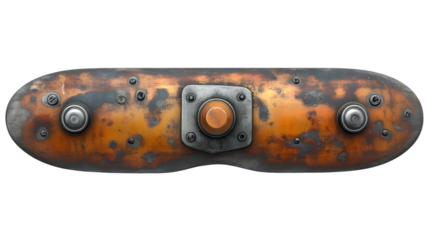 SteampunkInspired Mechanical Panel with Rusty Texture and Vintage Buttons