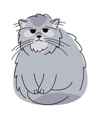 Fatty furry cat hand drawn