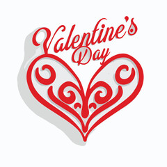 vector red heart with valentines day 