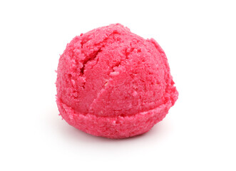 One scoop of delicious ice cream on white background