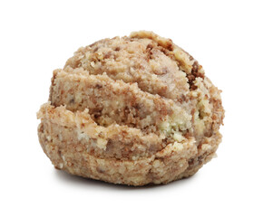 One scoop of delicious ice cream on white background
