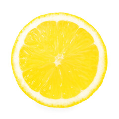Slice of fresh ripe lemon isolated on white, top view