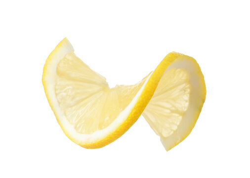 Slice of fresh ripe lemon isolated on white
