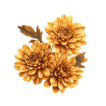 golden chrysanthemums bloom white background clip art preview