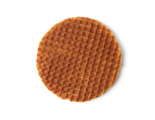 One tasty Dutch waffle isolated on white