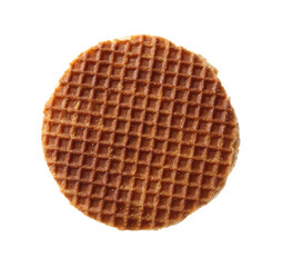 One tasty Dutch waffle isolated on white