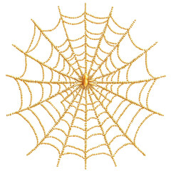 Obraz premium Golden Spider Web isolated on transparent background.