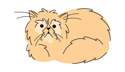 Persian cat hand drawn doodle