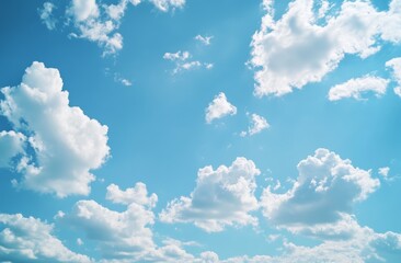 Beautiful blue sky with white clouds and clear background in high resolution