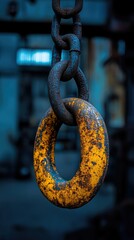 Rusty metal chain link with ring