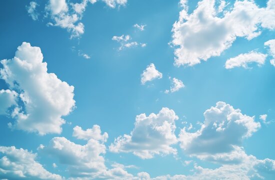 Beautiful blue sky with white clouds and clear background in high resolution