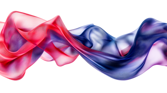 Flowing wavy shape. Magenta, blue lines, transparent, cut out transparent - Powered by Adobe