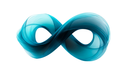 Aqua Infinity Symbol on Black, Flowing Lines, Shape, Form, «, cut out transparent"