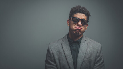 Obraz premium Man in suit with sad face needing approval business concept stock photography