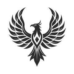 Tribal Phoenix Emblem – Majestic Black & White Vector Design