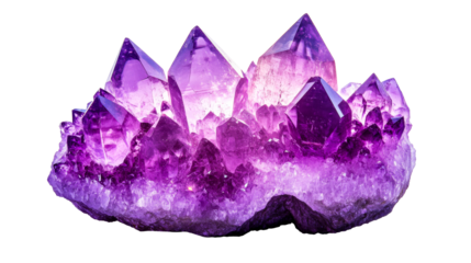 Amethyst cluster, purple crystal stone formation, detail «, cut out transparent"