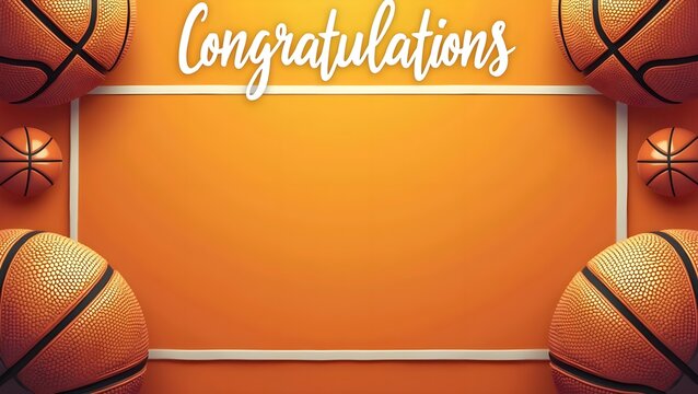 Basketball Victory Congratulations Design with an Open Message Section