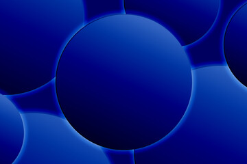 Abstract blue pattern of overlapping rounded shapes in gradient shades