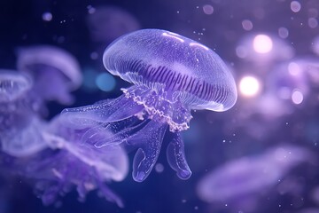 Obraz premium Aurelia jellyfish in aquarium with gentle drift 