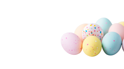 Pastel easter eggs with polka dot design, holiday theme, cutout transparent