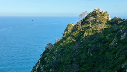 Discover the breathtaking beauty of a coastal landscape with majestic cliffs and ocean views