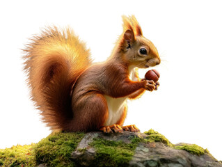 Obraz premium Red Squirrel Silhouette Eating Nut PNG