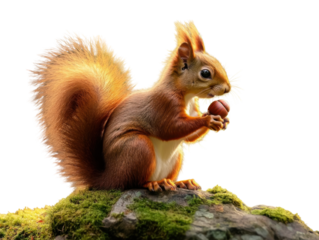 Red Squirrel Silhouette Eating Nut PNG

