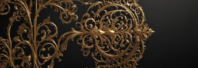 Black background, gold filigree; subtle shine , invitation, filigree, opulent