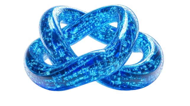 Luminous knot, data structure, futuristic shape, light blue, isolated, cut out transparent