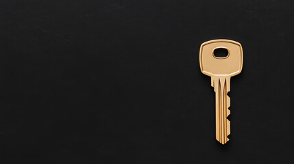 Golden key on a dark surface, symbolizing security, access, and opportunity. Unlock your potential with this timeless image.