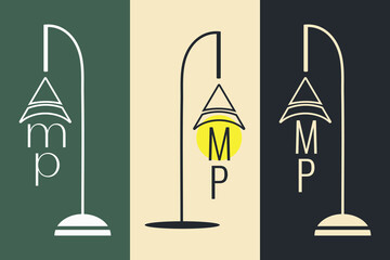 Lamp. Logo. Lines in the shape of a table lamp. The letters of the word 
