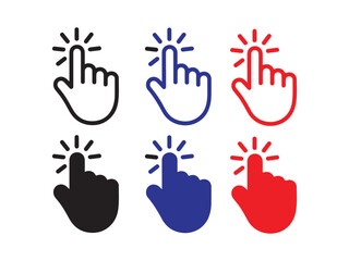 Clickable hand icons in three vibrant colors