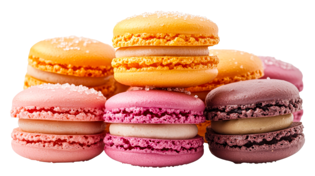 Colorful macarons, assorted flavors, confectionery sweets, close view «, cut out transparent"