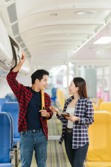 Couple Traveling by Train