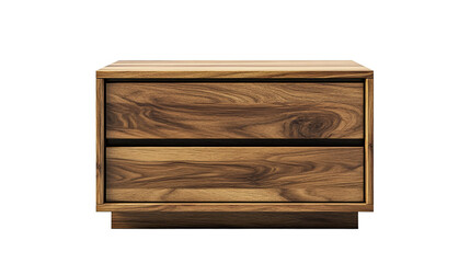 Two Drawer Wooden Nightstand Studio View Isolated, cut out transparent