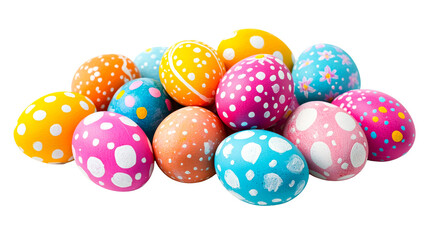 Pile of Vibrant Decorated Easter Eggs, Holiday Theme, isolated «, cut out transparent"