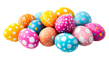 Pile of Vibrant Decorated Easter Eggs, Holiday Theme, isolated «, cut out transparent"