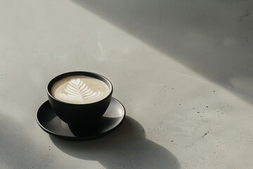 coffee art, latte art close-up against textured concrete, exuding an industrial mood