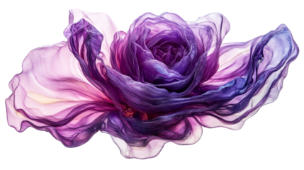 Blooming purple sheer fabric, elegant floral arrangement «, cut out transparent"
