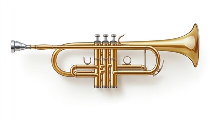 Obraz premium Golden Trumpet Instrument Isolated on White Background for Music Education and Artistic Purpo