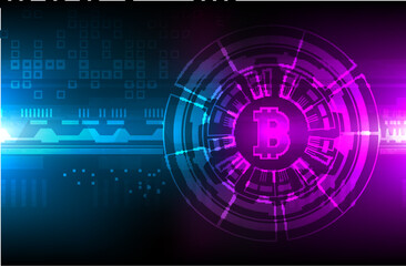 Bitcoin conceptual glowing background. Crypto currency blockchain business mining bitcoin