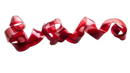 Crimson spiral ribbon with shiny surface, flowing motion «, cut out transparent"