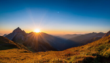 Obraz premium the sun rising from the mountain in the morning