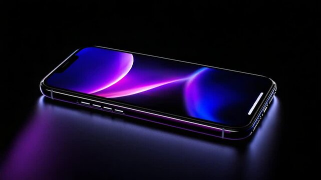Sleek Smartphone with Abstract Wallpaper, Studio Shot