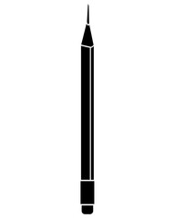 Pencil with eraser - vector silhouette picture for logo or pictogram. Graphite wooden pencil, picture for sign or icon	
