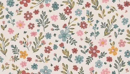 simple delicate floral seamless pattern small flowers leaves on a light background for fabric prints textile products clothing